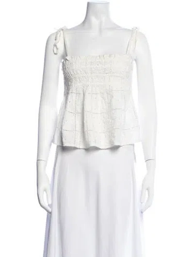Pre-owned Ganni Square Neckline Sleeveless Top In Neutrals