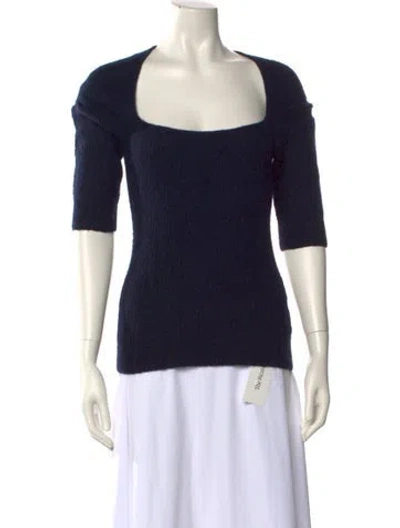 Pre-owned Ganni Square Neckline Sweater In Blue