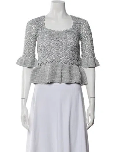 Pre-owned Ganni Square Neckline Sweater In Gray