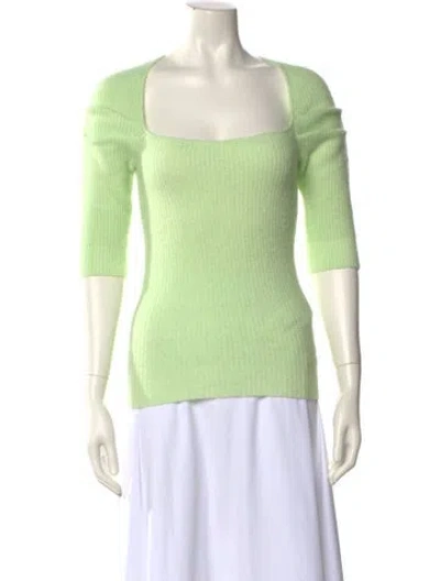 Pre-owned Ganni Square Neckline Sweater In Green