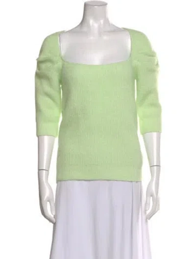 Pre-owned Ganni Square Neckline Sweater W/ Tags In Green