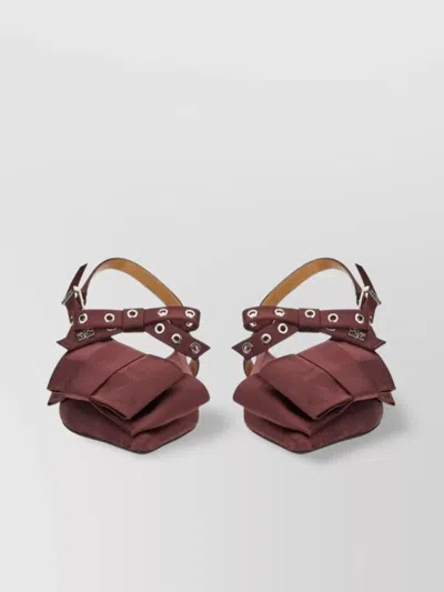 Ganni Kids' Square Toe Strappy Sling Back Ballerina In Burgundy