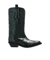Ganni Topstitch-detail Cowboy Boots In Black