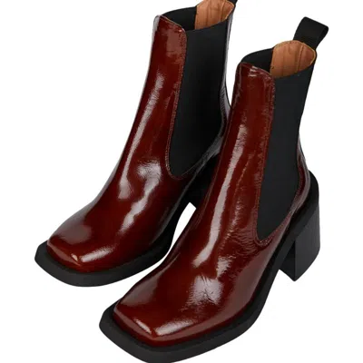 Ganni Squared Toe Chelsea Boot In Brown
