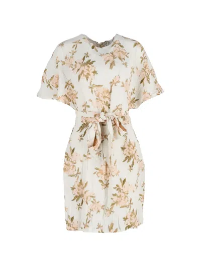 Pre-owned Ganni St Pierre Printed Mini Dress In Neutral