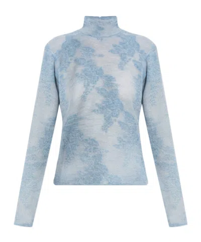 GANNI BLUE SHEER TURTLENECK