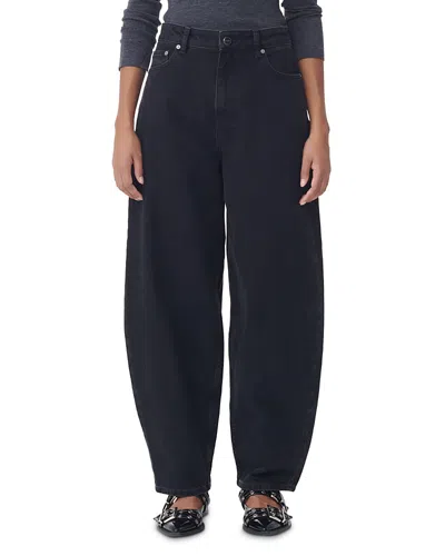 Ganni Stary Barrel Jeans In Washed Black