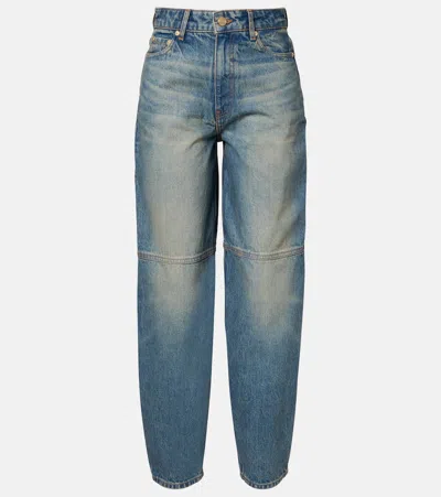 Ganni Stary Barrel-leg Jeans In Blue