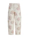 Ganni Flower Jeans In Neutral