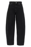 Ganni Black Pants With High Waist And Logo Patch On The Rear In Cotton Woman In Black
