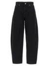 Ganni Black Pants With High Waist And Logo Patch On The Rear In Cotton Woman