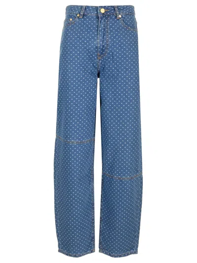 Ganni Stary Mid-rise Tapered Jeans In Mid Blue Stone