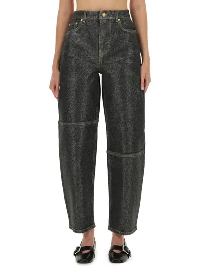 GANNI GANNI "STARY" JEANS IN SPARKLING FOIL