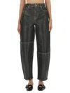 Ganni Shimmery Foil Stary Jeans In Black