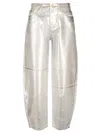 Ganni Metallic-finish Organic-cotton Tapared Jeans
