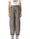 Ganni Stary Barrel Jeans In Leopard In Multicolor