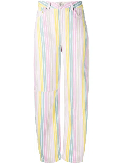 Ganni Stary Striped Tapered Jeans In Multicolor