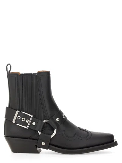 Ganni Western Fitted Chelsea Boots For Women In Black