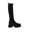 Ganni Knee-high Leather Chelsea Boots In Black