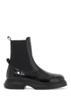 Ganni Womens Patent Faux Leather Black Pull On Chelsea Boots Uk7