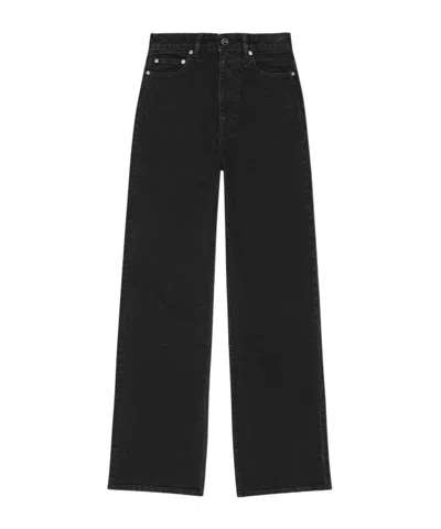 Ganni Straight Denim Trousers In Black