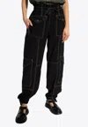 Ganni Straight Leg Cargo Pants In Black