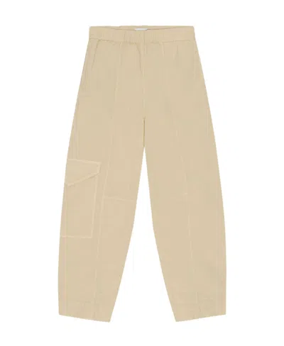 Ganni Straight-leg Organic Cotton Trousers In Nude