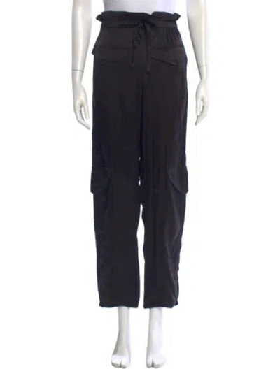 Pre-owned Ganni Straight Leg Pants In Black