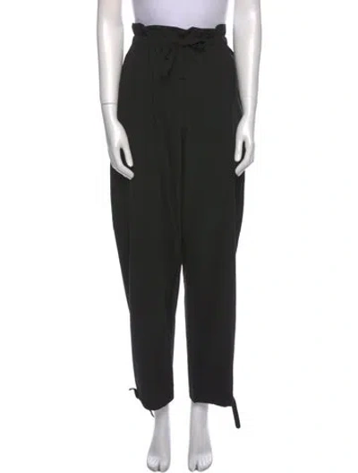 Pre-owned Ganni Straight Leg Pants In Black