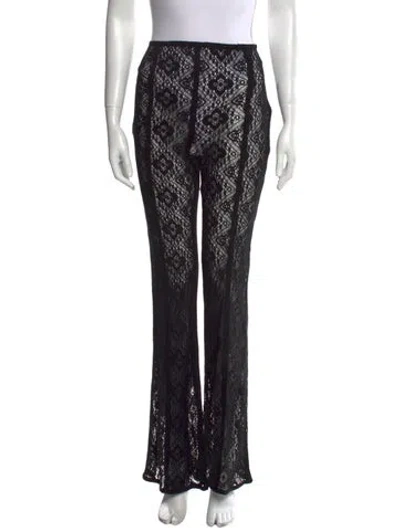 Pre-owned Ganni Straight Leg Pants In Black