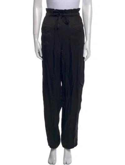 Pre-owned Ganni Straight Leg Pants In Black