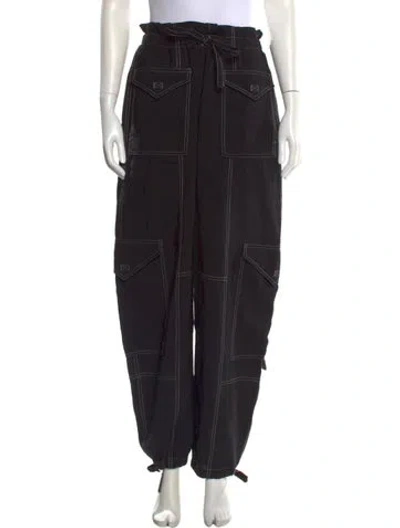 Pre-owned Ganni Straight Leg Pants In Black