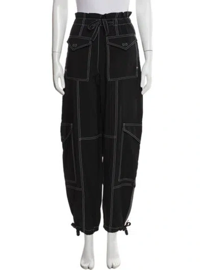 Pre-owned Ganni Straight Leg Pants In Black