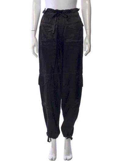 Pre-owned Ganni Straight Leg Pants In Black