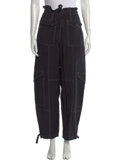 Pre-owned Ganni Straight Leg Pants In Black