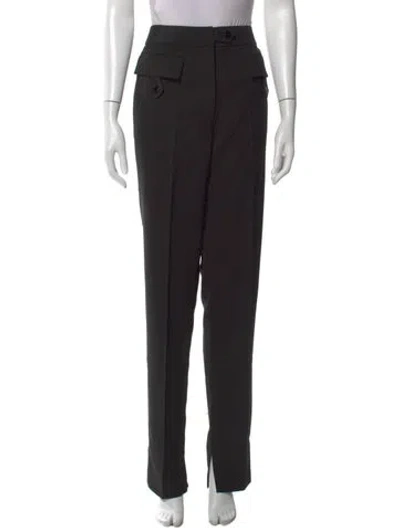 Pre-owned Ganni Straight Leg Pants In Black