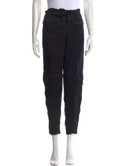 Pre-owned Ganni Straight Leg Pants In Black