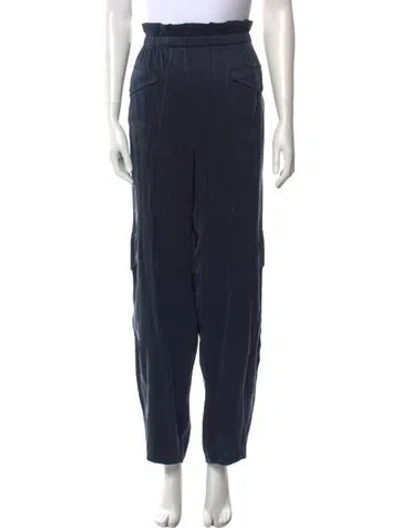 Pre-owned Ganni Straight Leg Pants In Blue