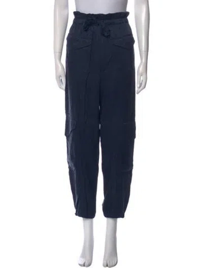 Pre-owned Ganni Straight Leg Pants In Blue