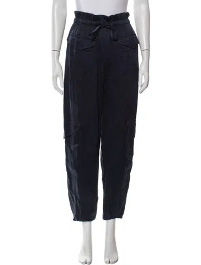 Pre-owned Ganni Straight Leg Pants In Blue