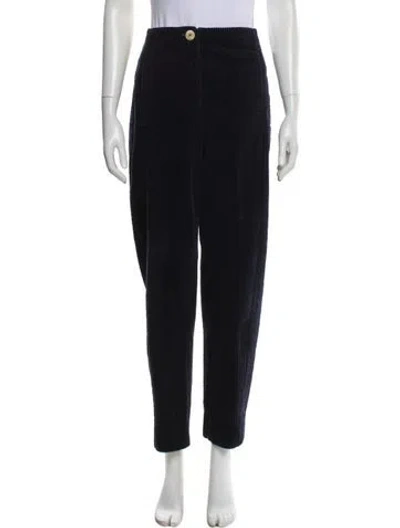 Pre-owned Ganni Straight Leg Pants In Blue