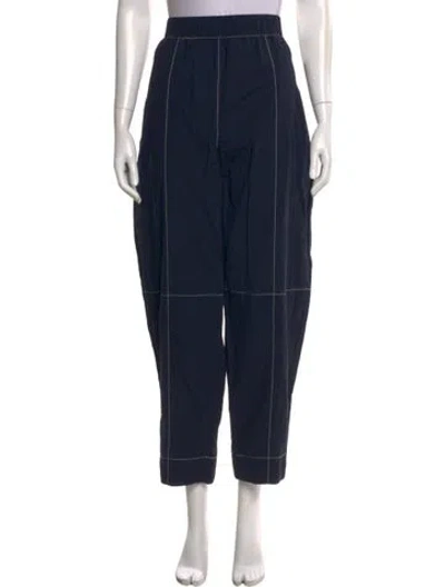 Pre-owned Ganni Straight Leg Pants In Blue