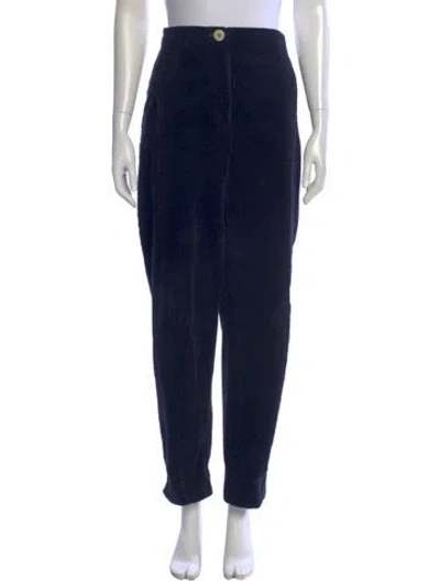 Pre-owned Ganni Straight Leg Pants In Blue