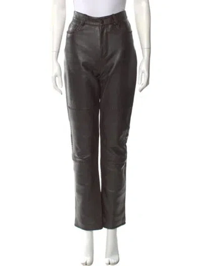 Pre-owned Ganni Straight Leg Pants In Brown