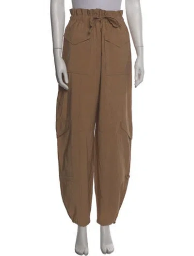 Pre-owned Ganni Straight Leg Pants In Brown