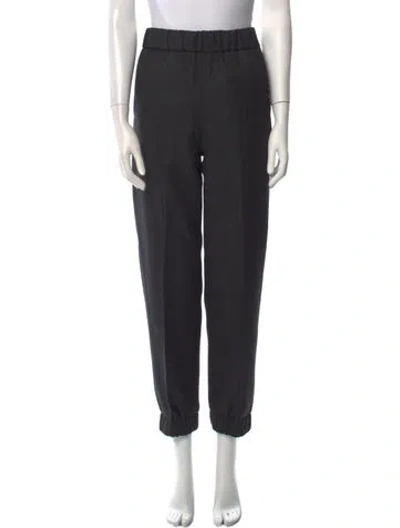 Pre-owned Ganni Straight Leg Pants In Gray