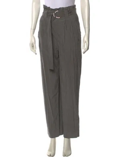 Pre-owned Ganni Straight Leg Pants In Gray