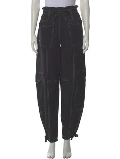 Pre-owned Ganni Straight Leg Pants In Gray