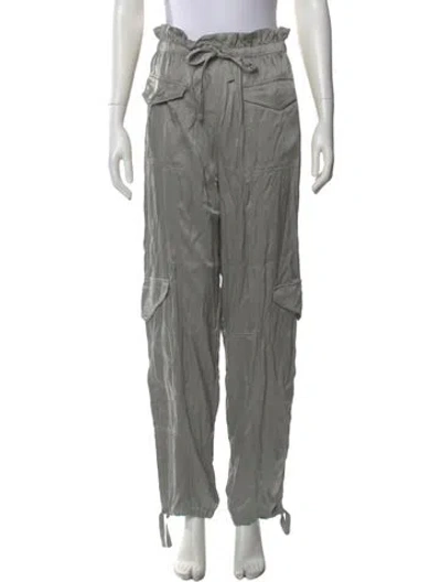 Pre-owned Ganni Straight Leg Pants In Gray