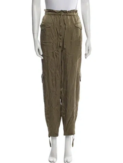 Pre-owned Ganni Straight Leg Pants In Green